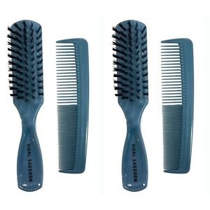 2 Pcs Vidal Sassoon Pro Series Hair Brush and Comb Set Slate Blue